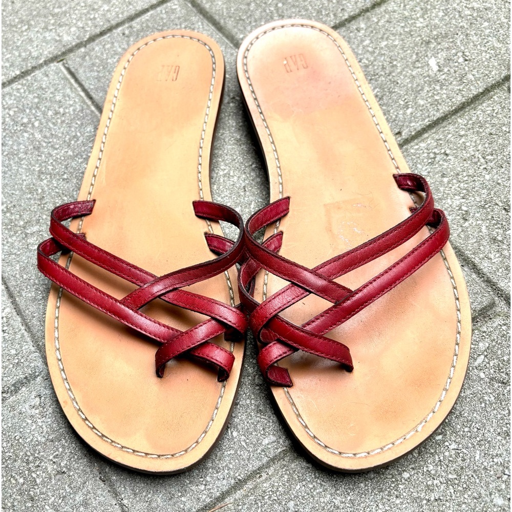 Leather straps sandals flip flops